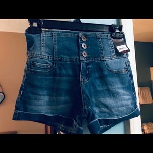High waisted jean shorts